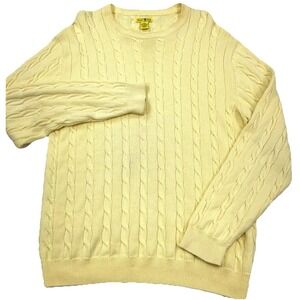 Vintage Duck Head Sweater Men Medium Yellow Cable Knit Crewneck Textured Y2K